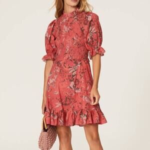 Area Stars Priya Dress Smocked  Knee Length Red XS